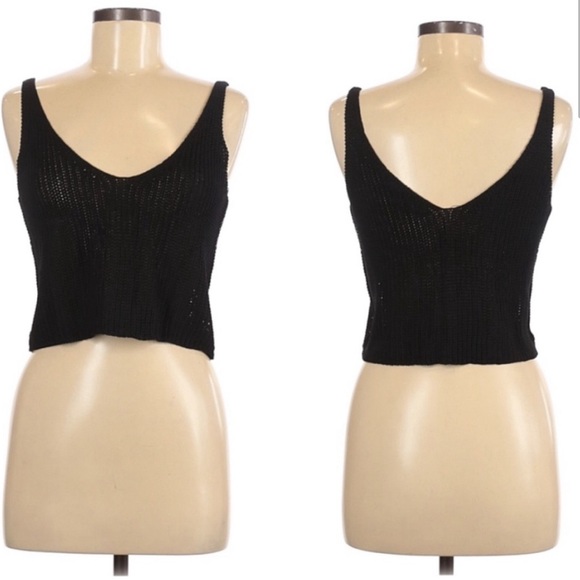 Olivaceous Woven Knit Crop Top Sweater Black - Picture 4 of 4